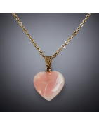 Pendentif Corail rose cœur avec chaîne plaquée or