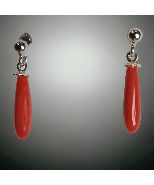 Boucles Corail gouttes Argent 925