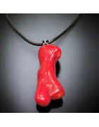 Pendentif Corail gorgone baroque sur cordon simili