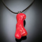 Pendentif Corail gorgone baroque sur cordon simili