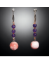 Boucles Corail rose & Améthyste Argent 925