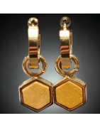 Boucles Jaspe mokaïte plaquées or