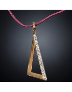 Pendentif Zirconium plaqué or rose sur cordon