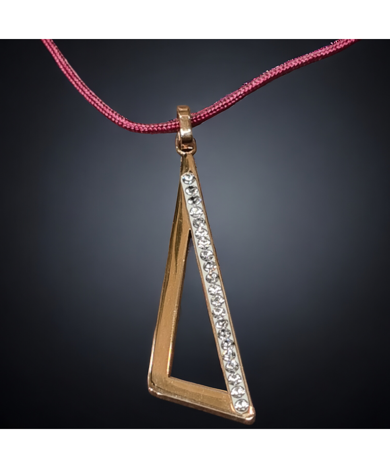Pendentif Zirconium plaqué or rose sur cordon
