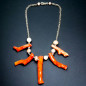 Collier Corail rouge & Perles Mabé Argent 925