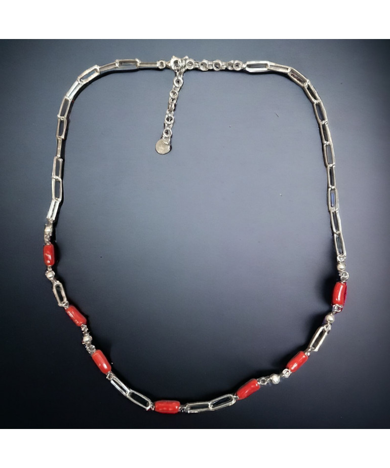 Collier Corail avec chaîne maillons Argent 925