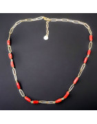 Collier Corail avec chaîne maillons Argent 925 Plaqué or