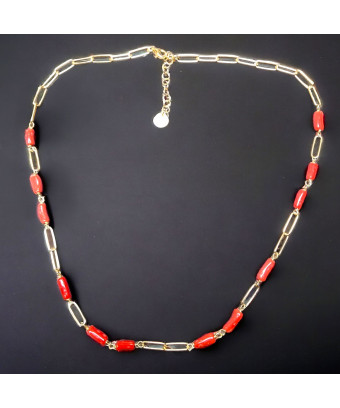 Collier Corail avec chaîne maillons Argent 925 Plaqué or