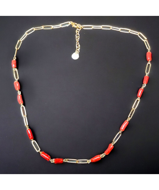 Collier Corail avec chaîne maillons Argent 925 Plaqué or