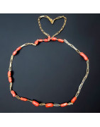 Collier Corail avec chaîne maillons Argent 925 Plaqué or