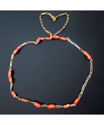 Collier Corail avec chaîne maillons Argent 925 Plaqué or