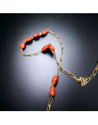 Collier Corail avec chaîne maillons Argent 925 Plaqué or
