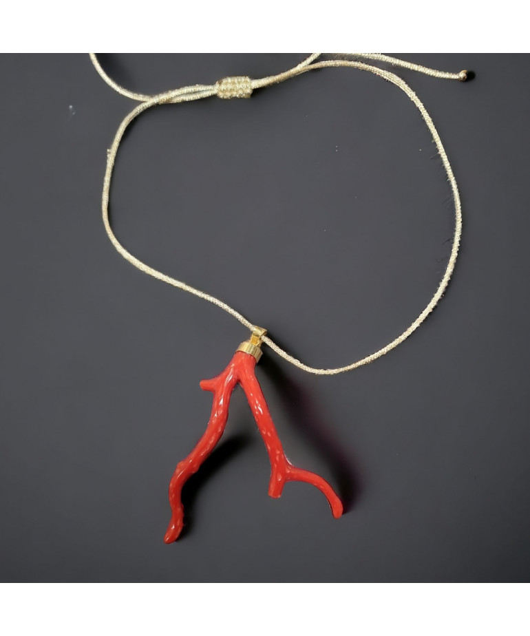 Pendentif Corail sur cordon réglable
