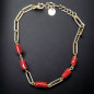 Bracelet Corail chaîne maillons Argent 925 Plaqué or