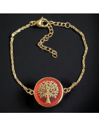 Bracelet Cornaline Arbre de vie Acier doré