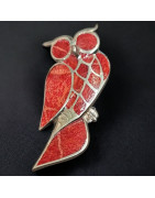 Broche Corail Chouette Argent 925