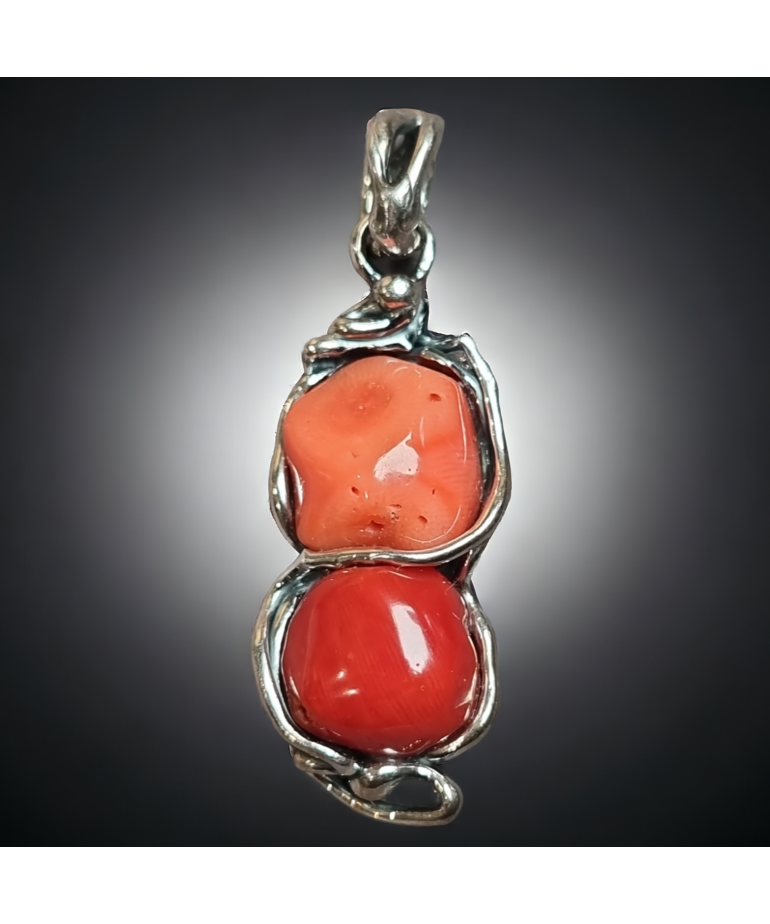 Pendentif Corail rouge Argent 925