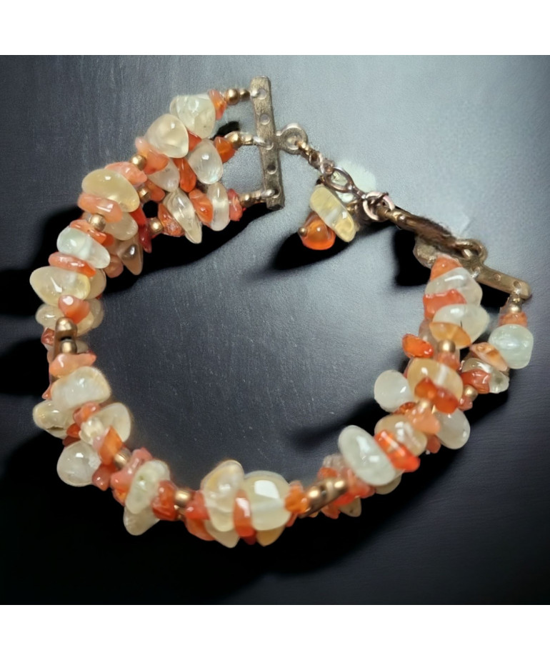 Bracelet Cornaline & Citrine baroque Plaqué or