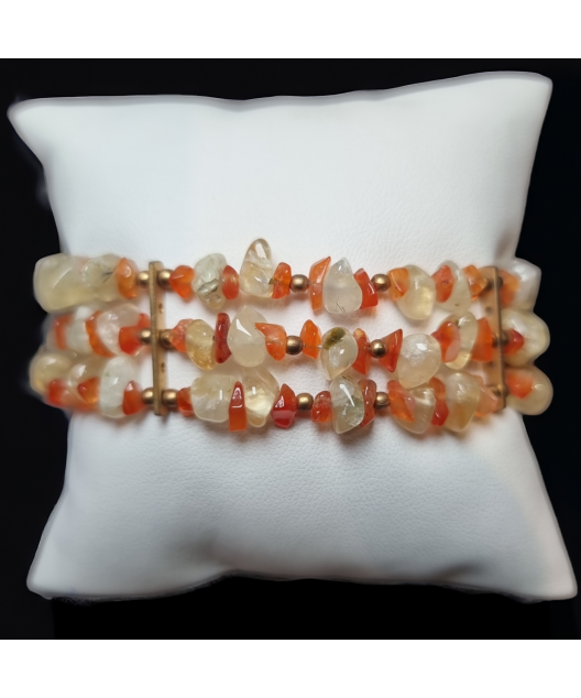 Bracelet Cornaline & Citrine baroque Plaqué or