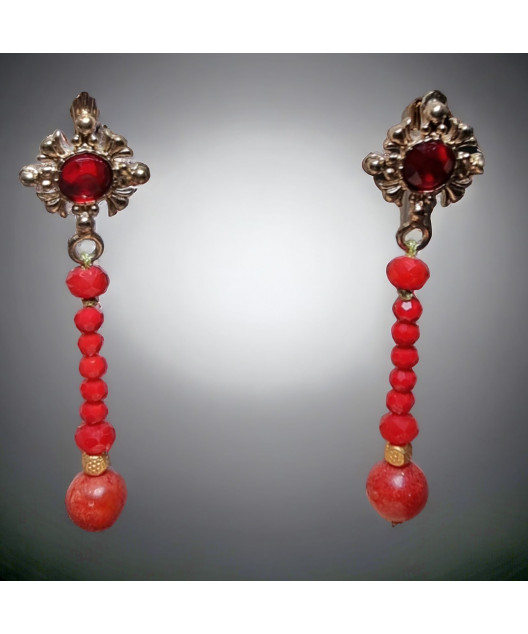 Boucles Corail gorgone & verre Murano