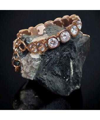 Bracelet Zirconium Acier plaqué or rose