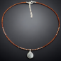 Collier Cornaline & pendentif Fleur de vie Argent 925