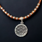 Collier Cornaline & pendentif Fleur de vie Argent 925