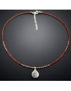 Bracelet Cornaline & pendentif Fleur de vie Argent 925