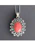 Pendentif Corail & Zirconium médaillon avec chaîne