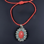 Pendentif Corail & Zirconium médaillon avec cordon