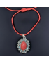 Pendentif Corail & Zirconium médaillon avec cordon