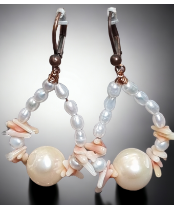 Boucles Corail & Perle