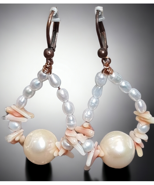 Boucles Corail & Perle