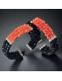 Bracelet Corail & Onyx facetté Argent 925