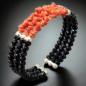 Bracelet Corail & Onyx facettée Argent 925