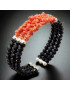 Bracelet Corail & Onyx facetté Argent 925