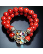 Bracelet Corail & Zirconium Argent 925