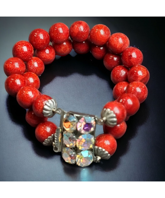 Bracelet Corail & Zirconium Argent 925