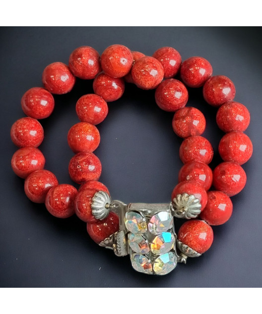Bracelet Corail & Zirconium Argent 925