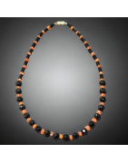 Collier Cornaline & Onyx facettés avec fermoir à vis