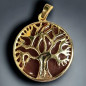Pendentif Cornaline Arbre de vie doré