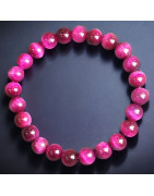 Bracelet Œil de tigre teinté rose Pierre rondes 8mm