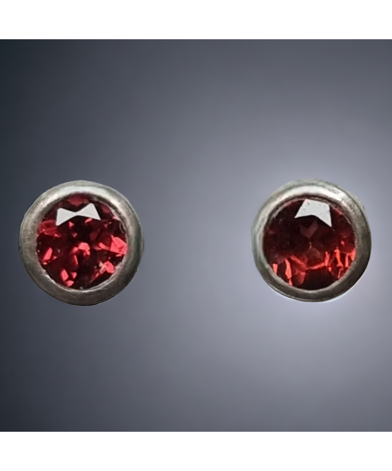 Boucles Grenat boutons Argent 925