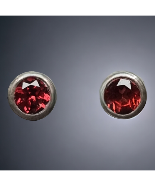 Boucles Grenat boutons Argent 925