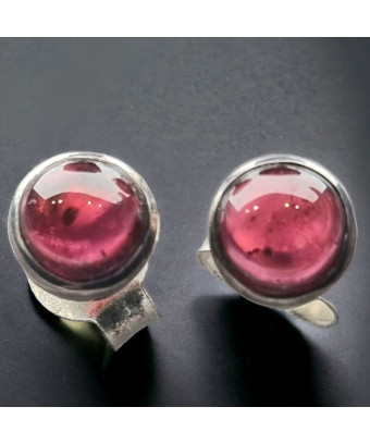 Boucles Grenat boutons Argent 925