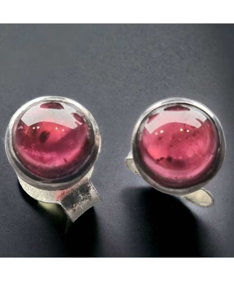 Boucles Grenat boutons Argent 925