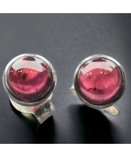 Boucles Grenat boutons Argent 925