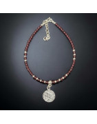 Bracelet Grenat facetté avec Fleur de vie Argent 925