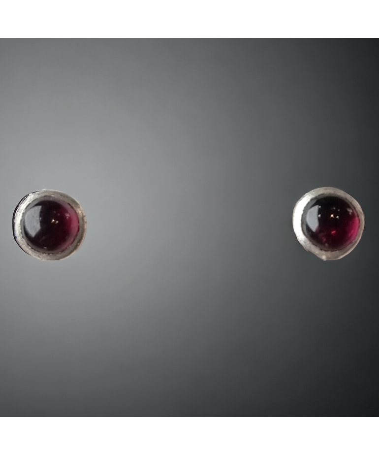 Boucles Grenat boutons Argent 925