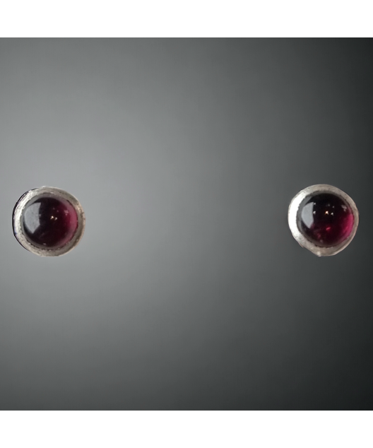 Boucles Grenat boutons Argent 925